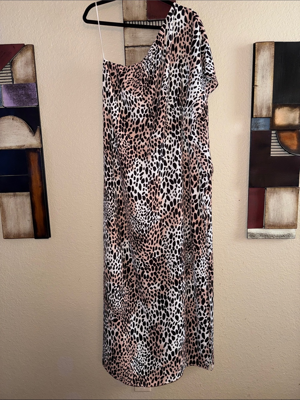 Buddy Love One-Shoulder Leopard Print Slip Dress - size Large